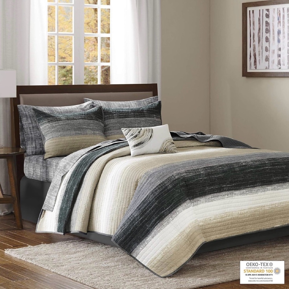Madison Park Gradient Quilt Set - KING 8 PIECE